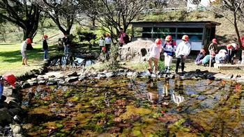 水辺で