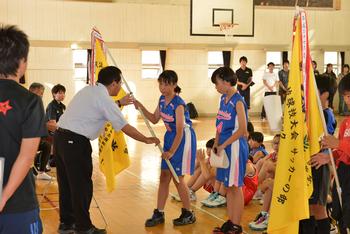 バスケ部優勝旗